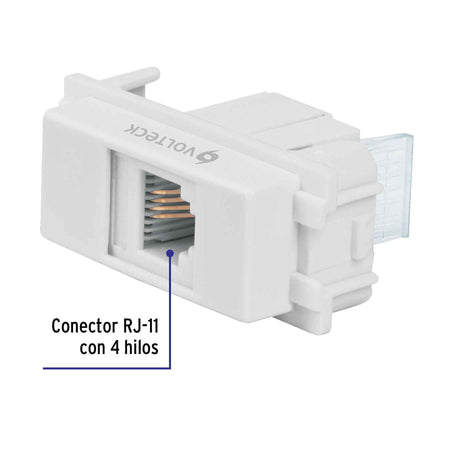 Toma de teléfono, línea Italiana, color blanco, Volteck blanco
