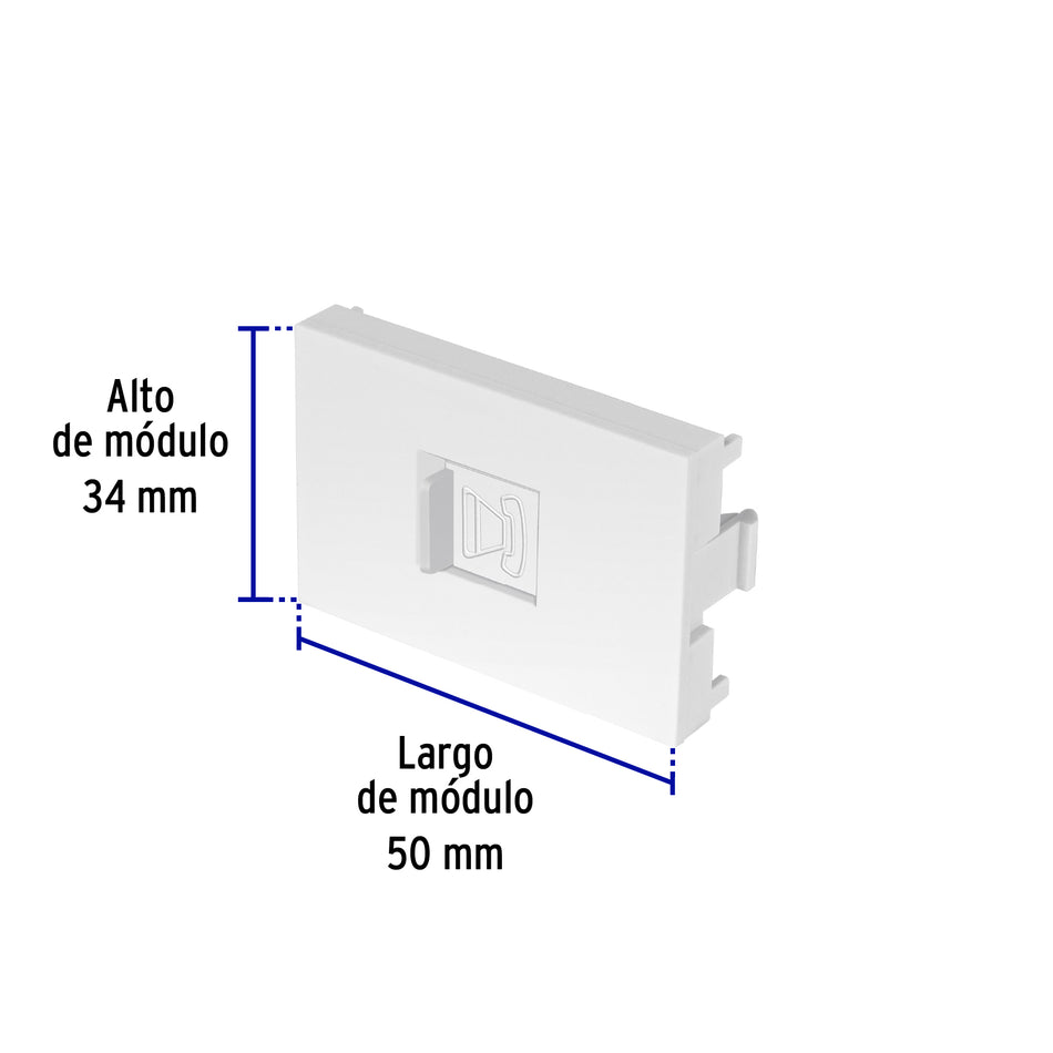 Toma de teléfono blanco de 1.5 módulos, línea Lisboa