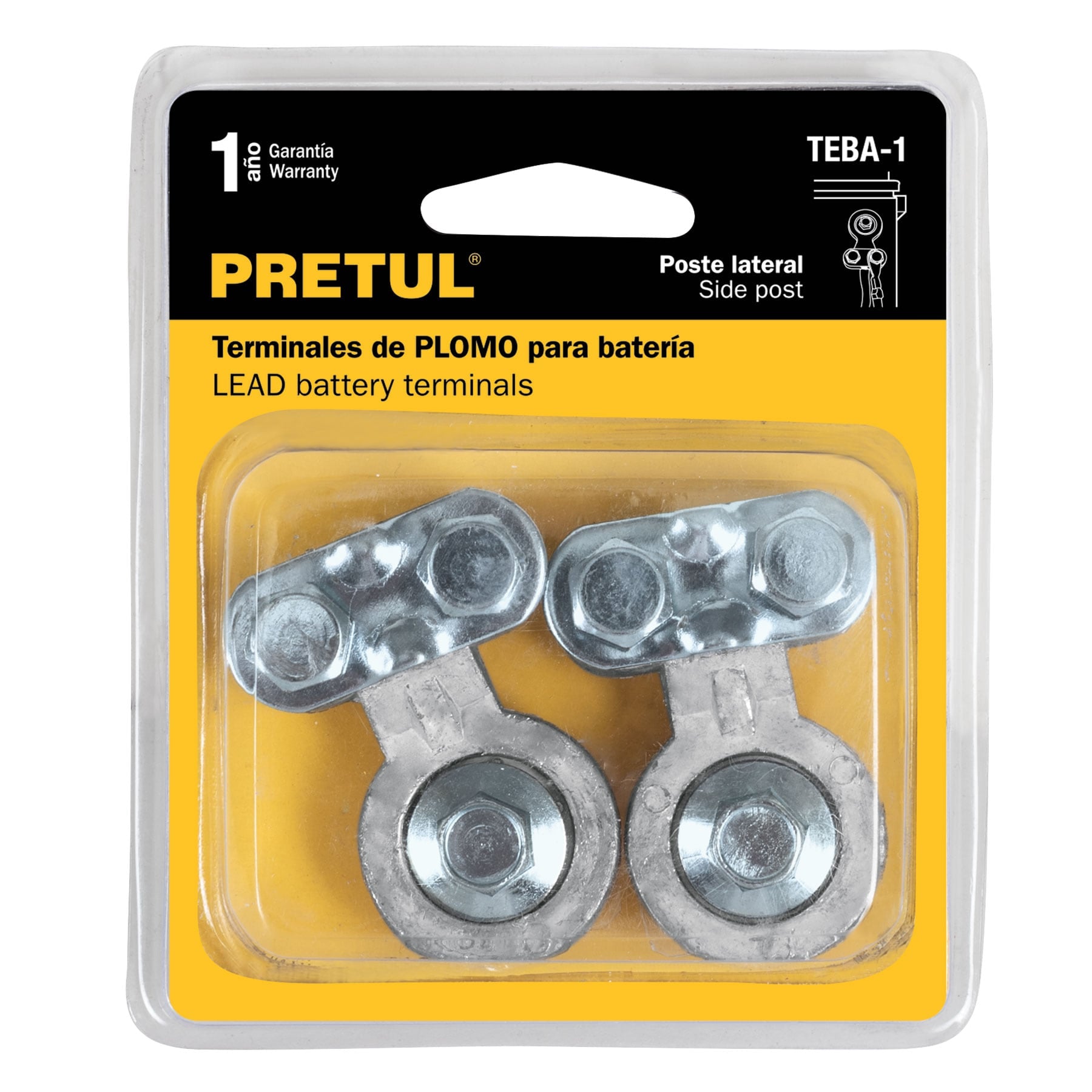 Blister 2 terminales p/bateria plomo poste lateral Pretul