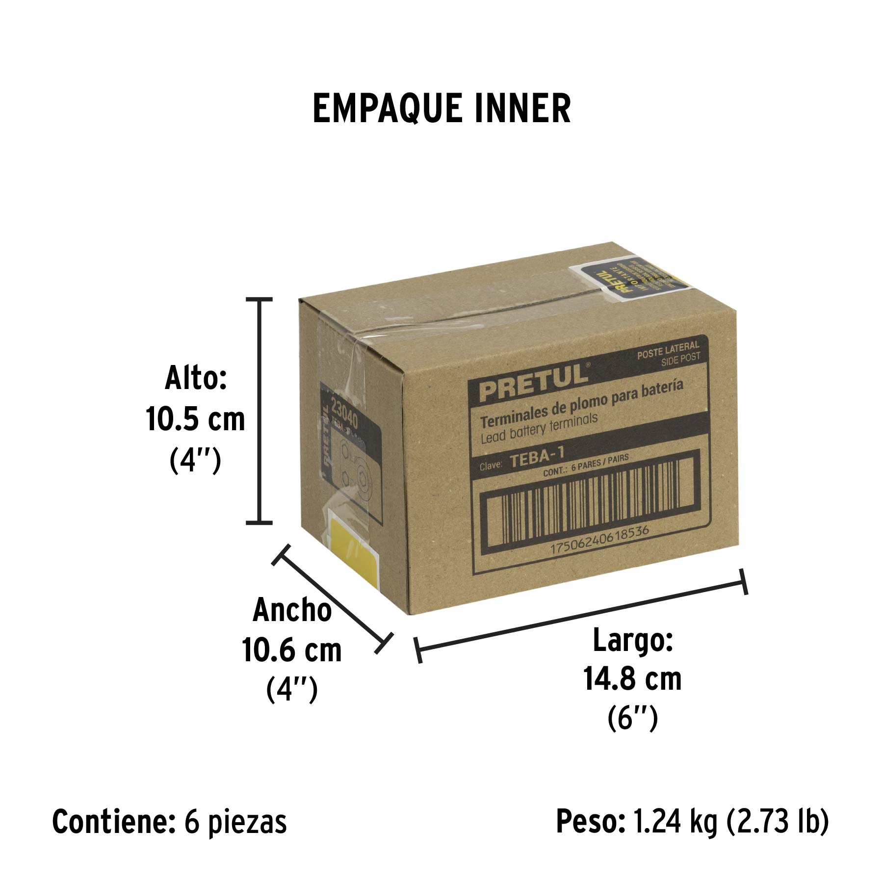 Blister 2 terminales p/bateria plomo poste lateral Pretul