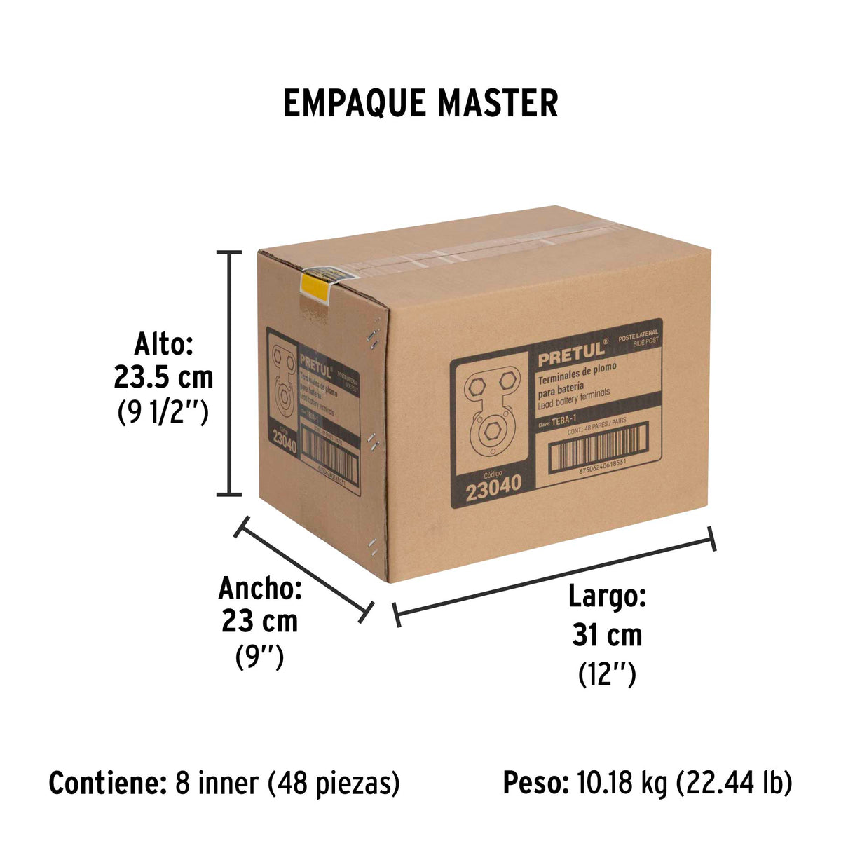 Blister 2 terminales p/bateria plomo poste lateral Pretul