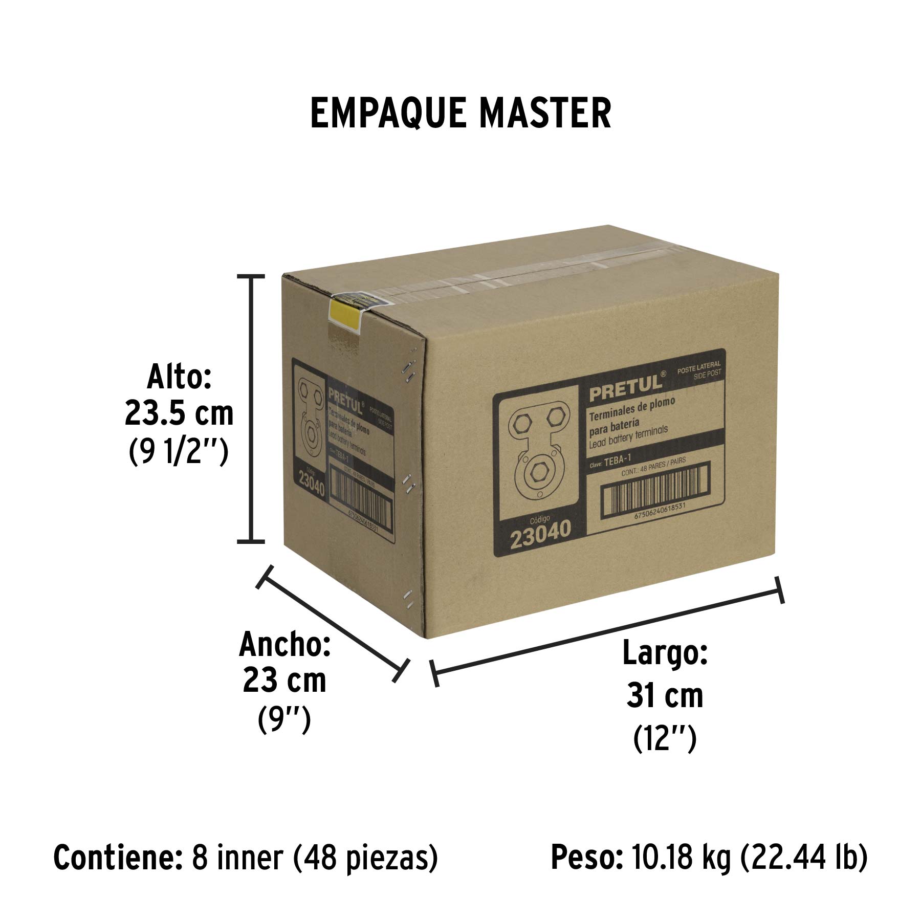 Blister 2 terminales p/bateria plomo poste lateral Pretul