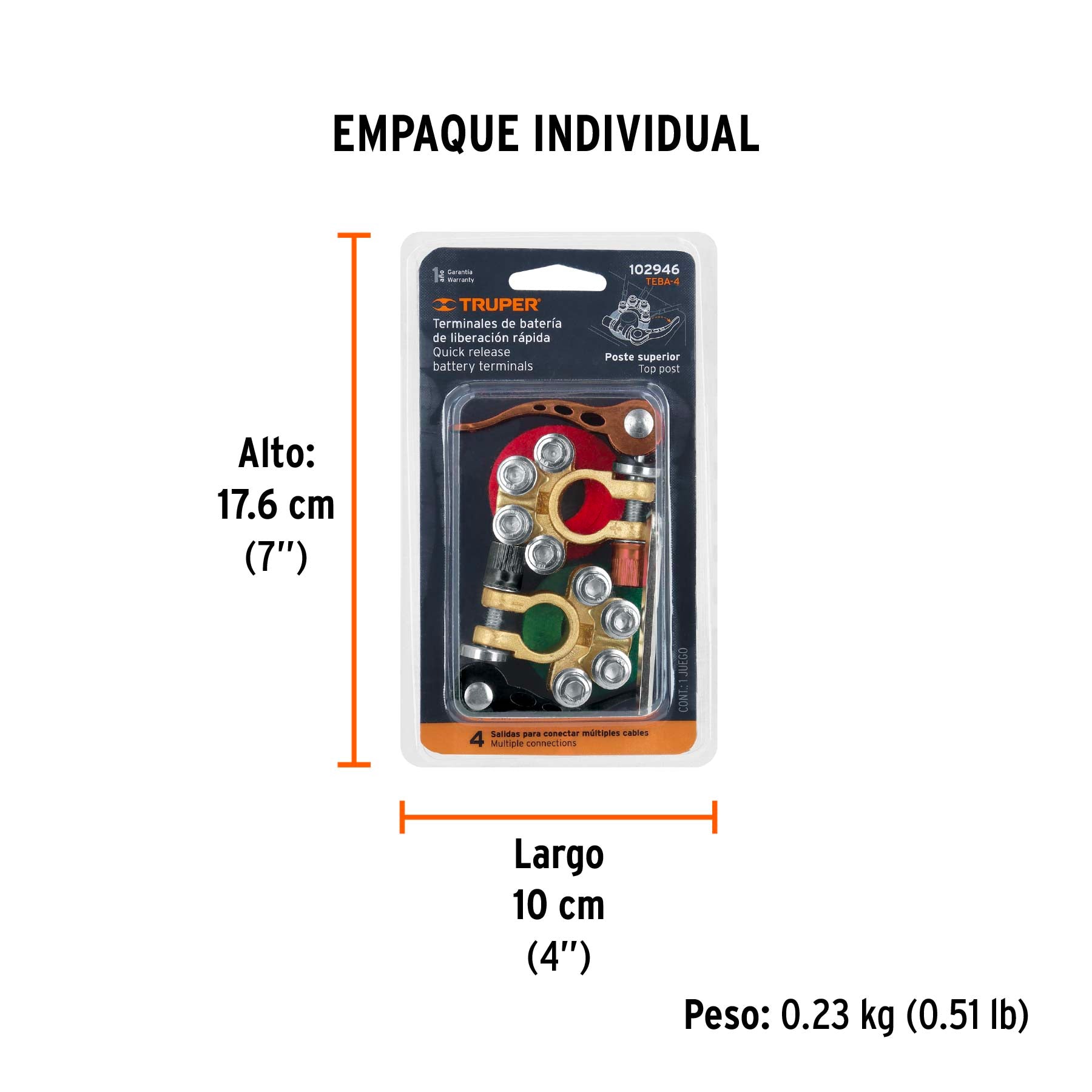 Blister 2 terminales p/bateria desconexion rapida Truper