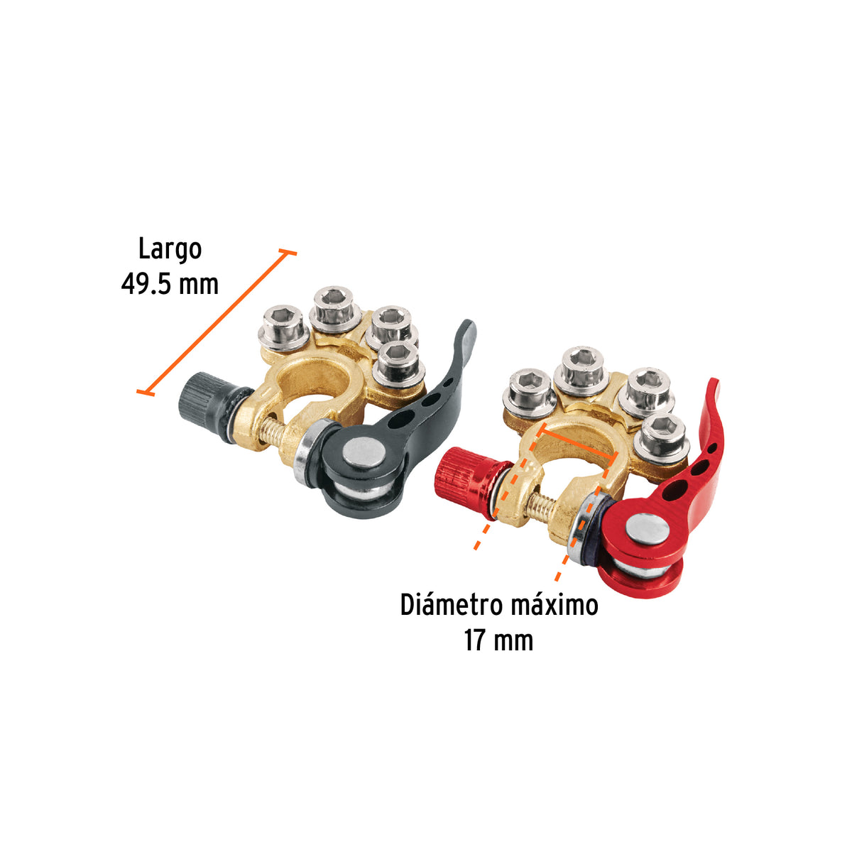 Blister 2 terminales p/bateria desconexion rapida Truper