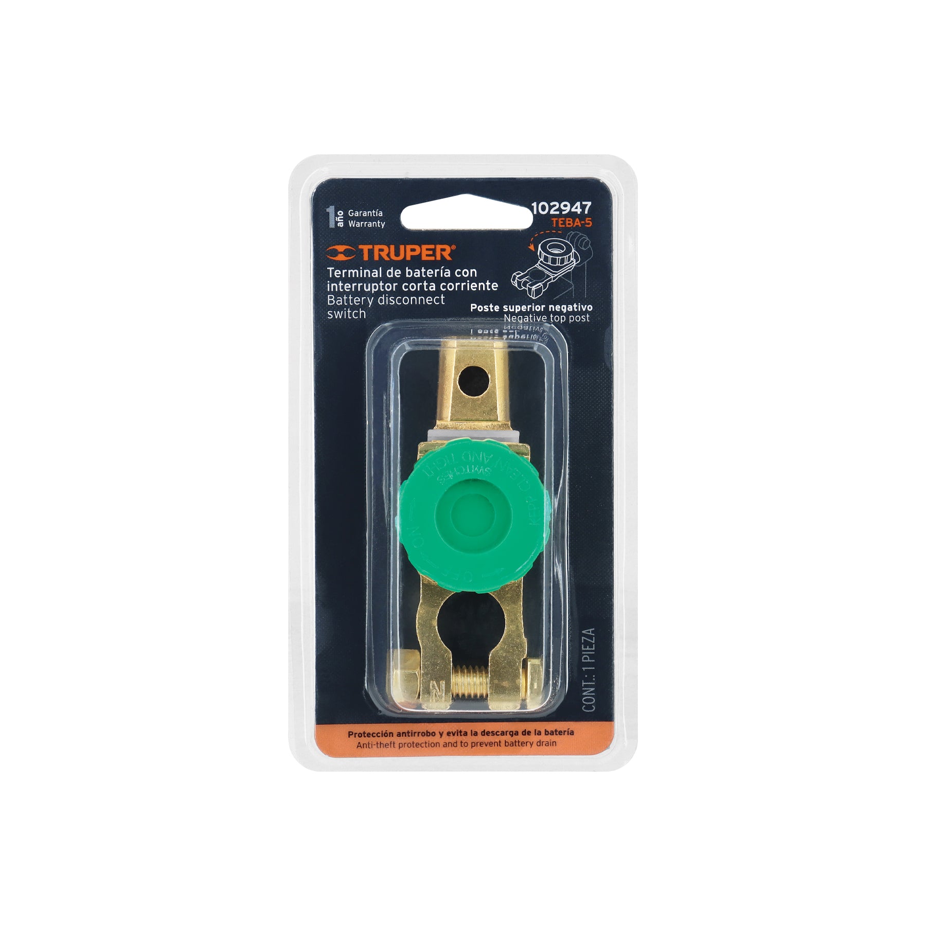 Terminal p/bateria con interruptor switch Truper