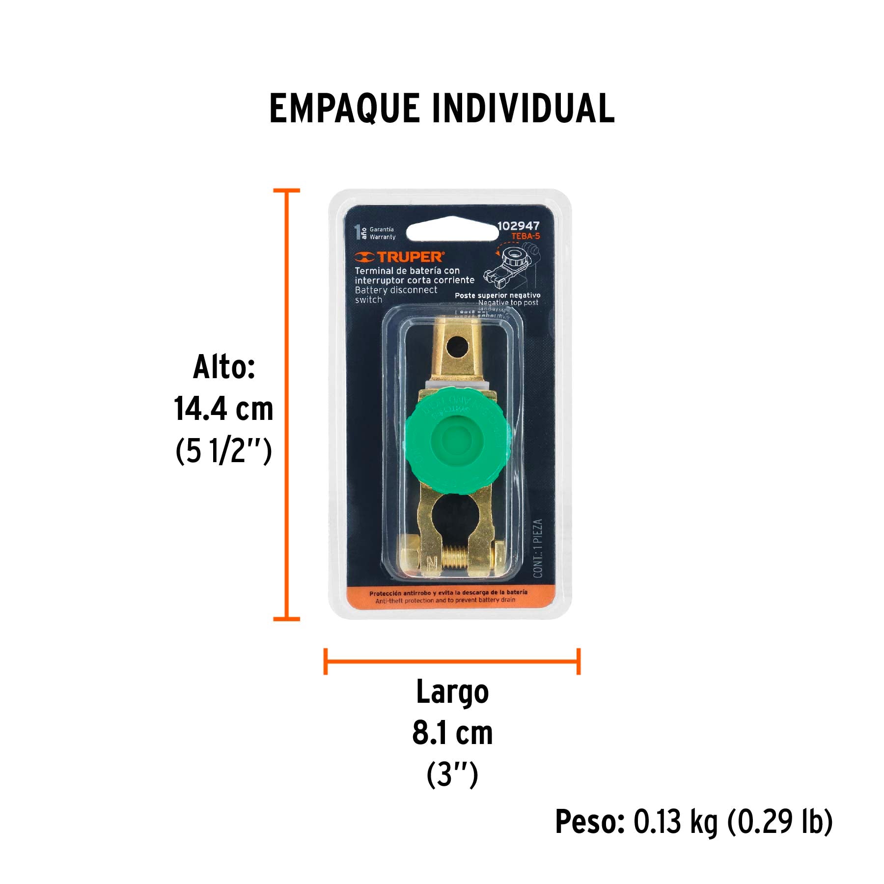 Terminal p/bateria con interruptor switch Truper