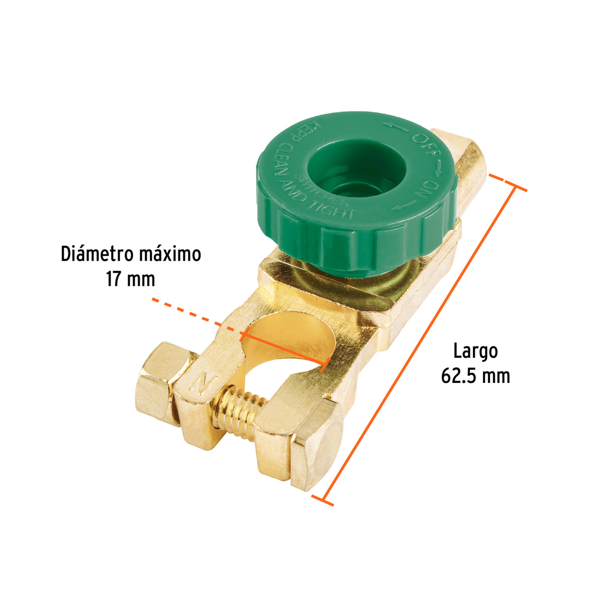 Terminal p/bateria con interruptor switch Truper