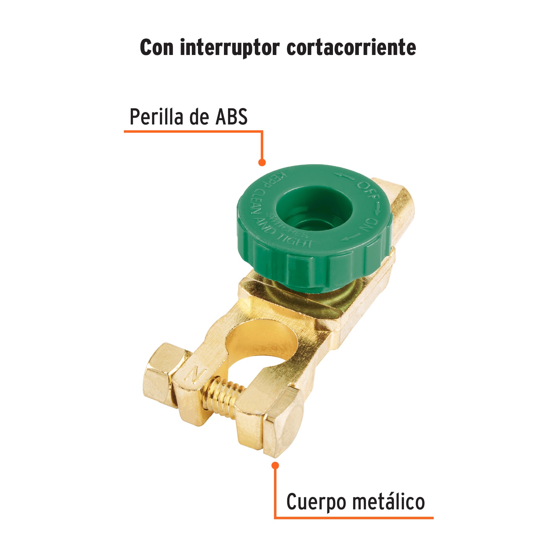 Terminal p/bateria con interruptor switch Truper
