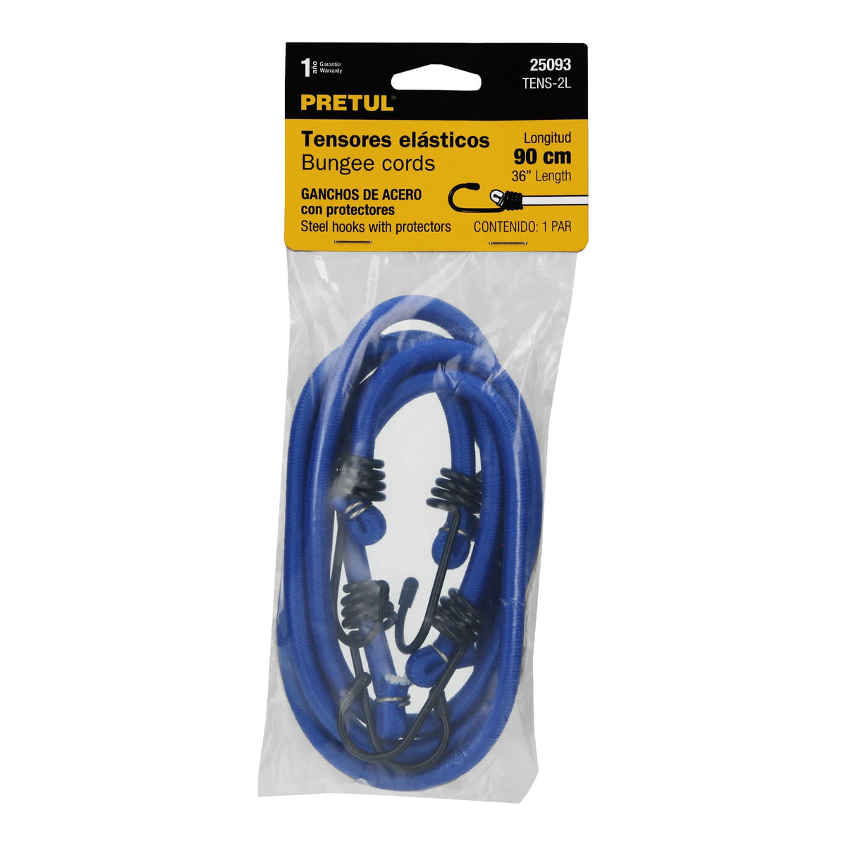 Bolsa con 2 tensores elasticos azules de 90 cm Pretul