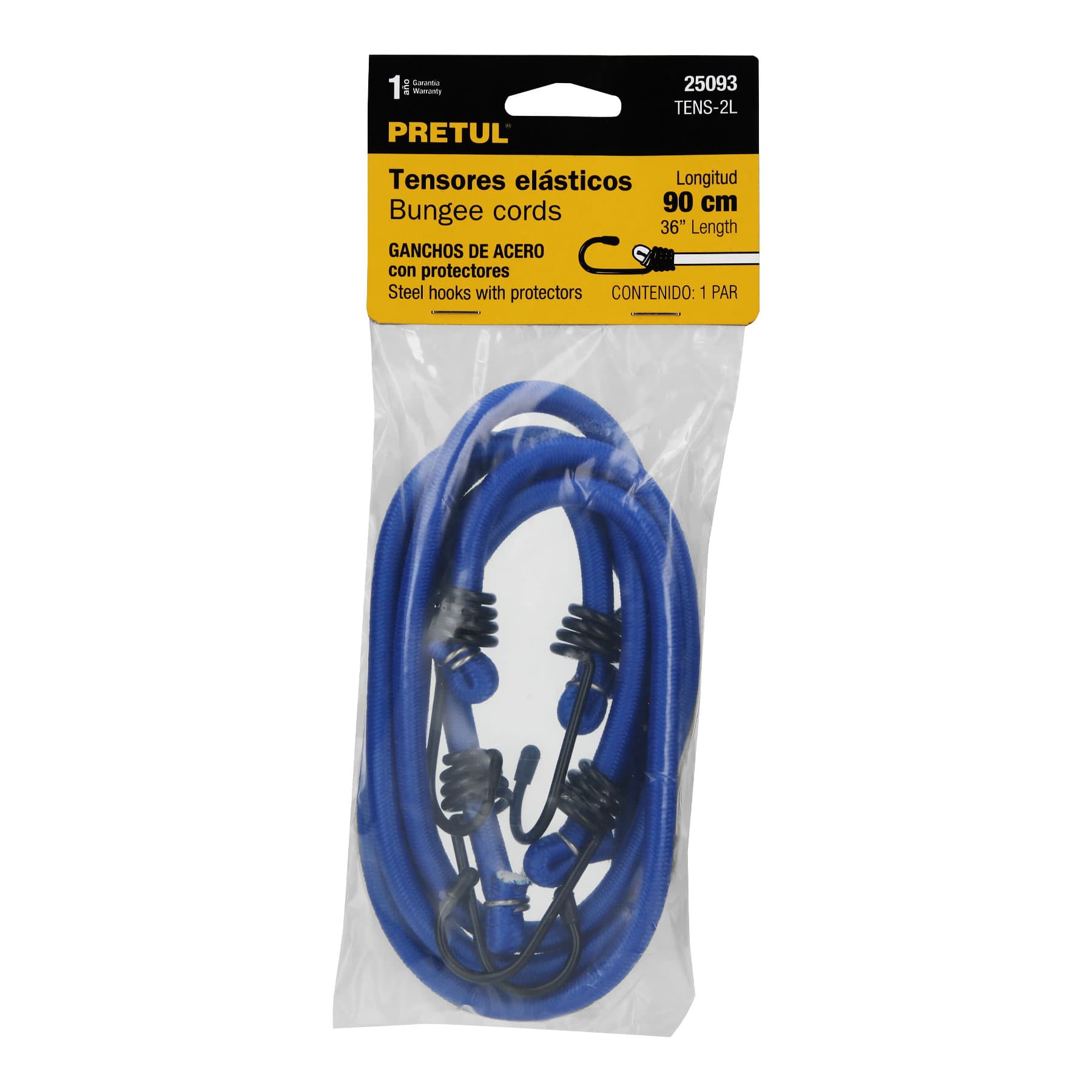 Bolsa con 2 tensores elasticos azules de 90 cm Pretul