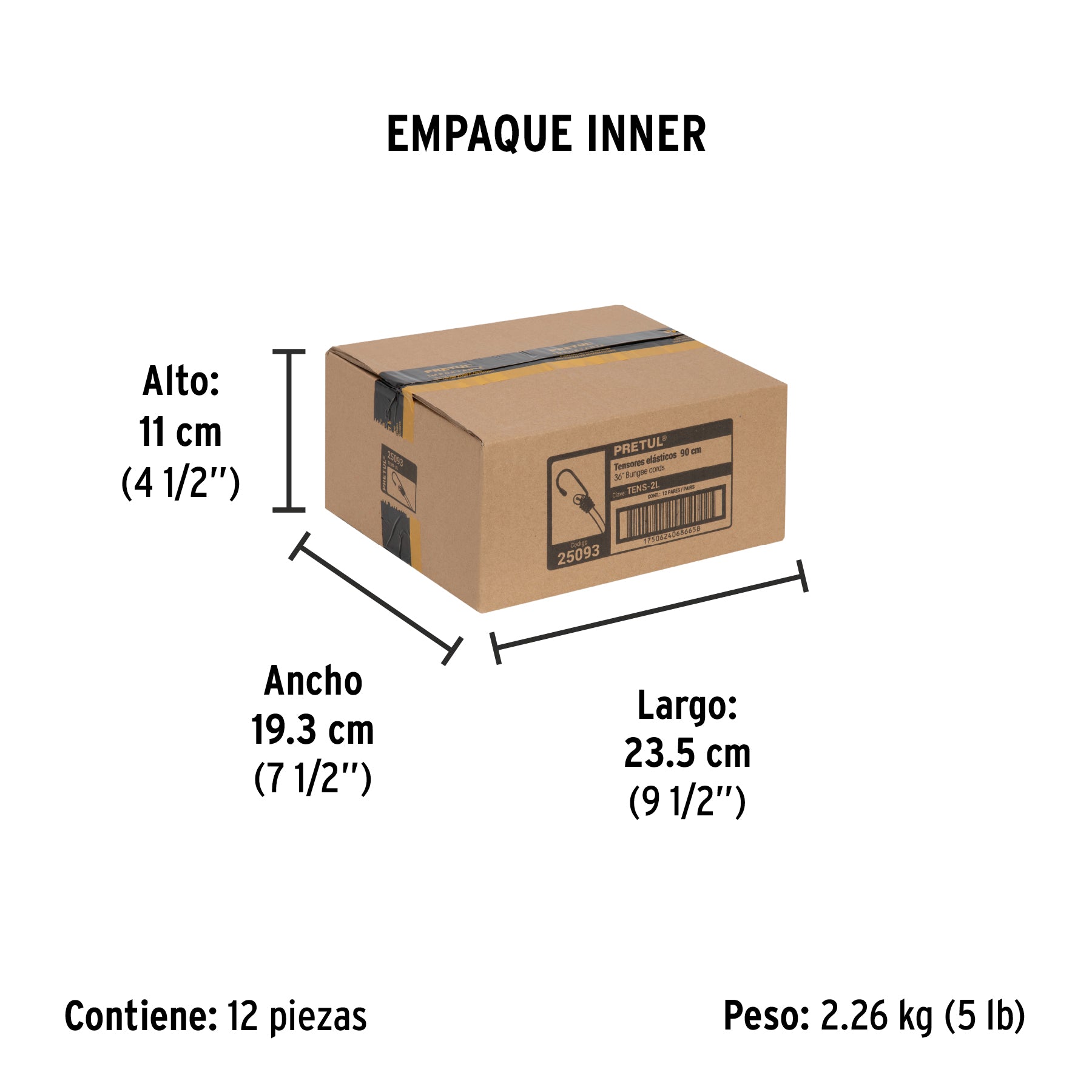 Bolsa con 2 tensores elasticos azules de 90 cm Pretul