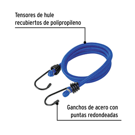 Bolsa con 2 tensores elasticos azules de 90 cm Pretul