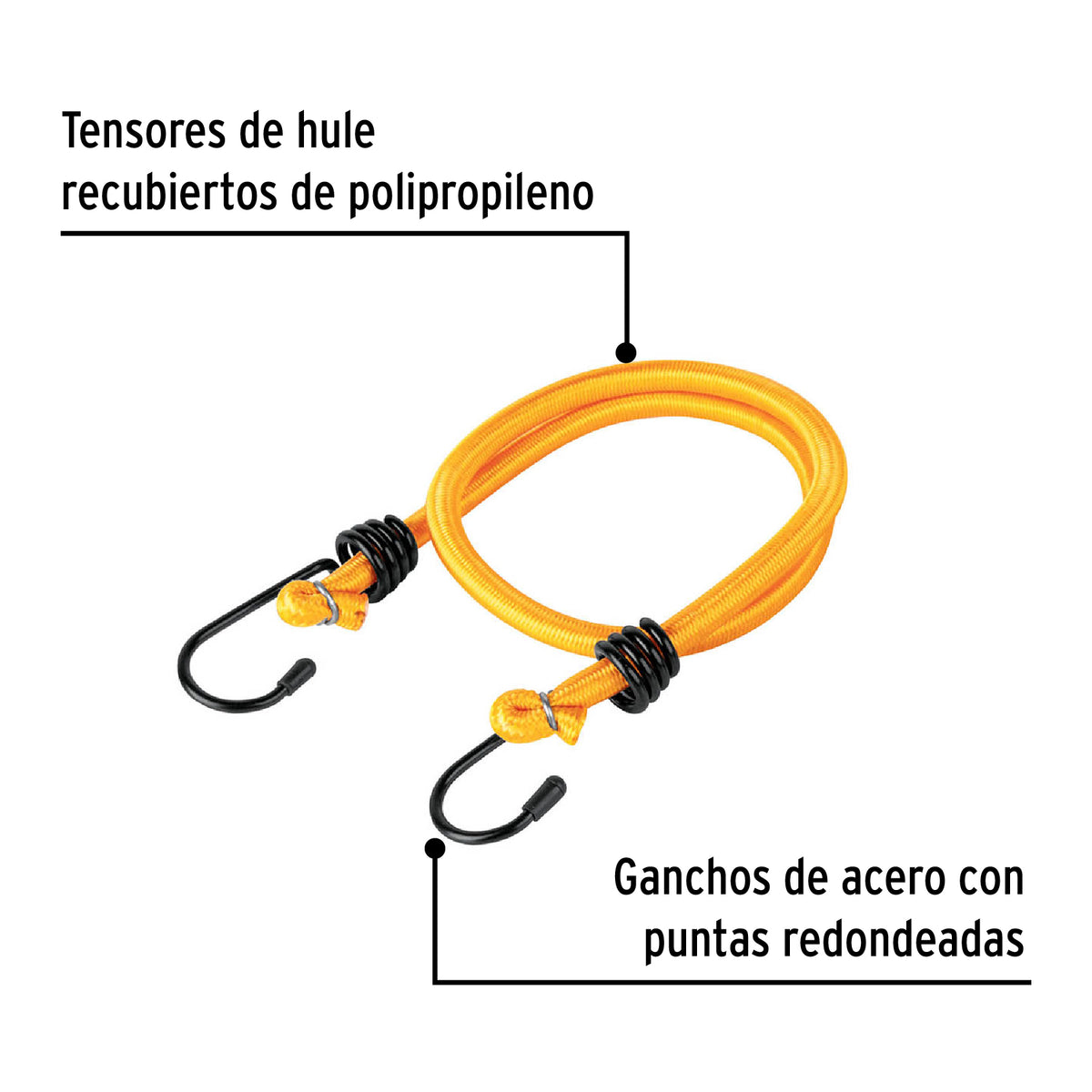 Bolsa con 2 tensores elasticos amarillos de 60 cm Pretul