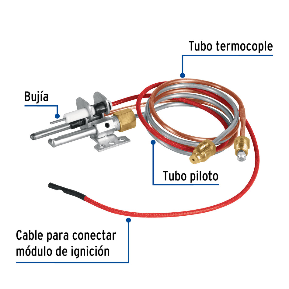 Termopar tipo flauta con bujia 60 cm FOSET