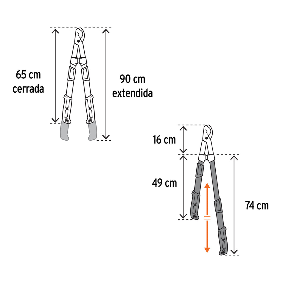 Tijera para ramas altas, mangos extensibles, TRUPER
