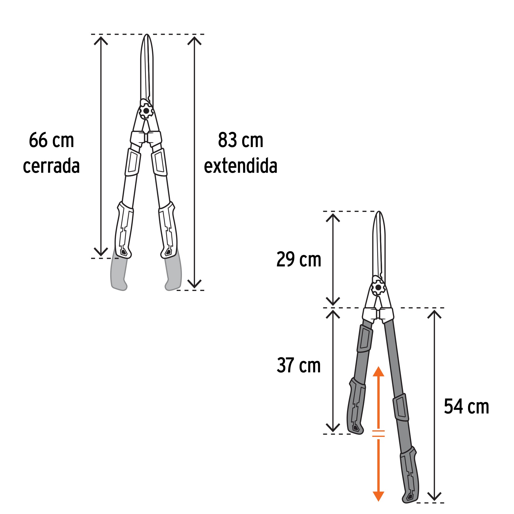 Tijera para poda, mangos extensibles, TRUPER