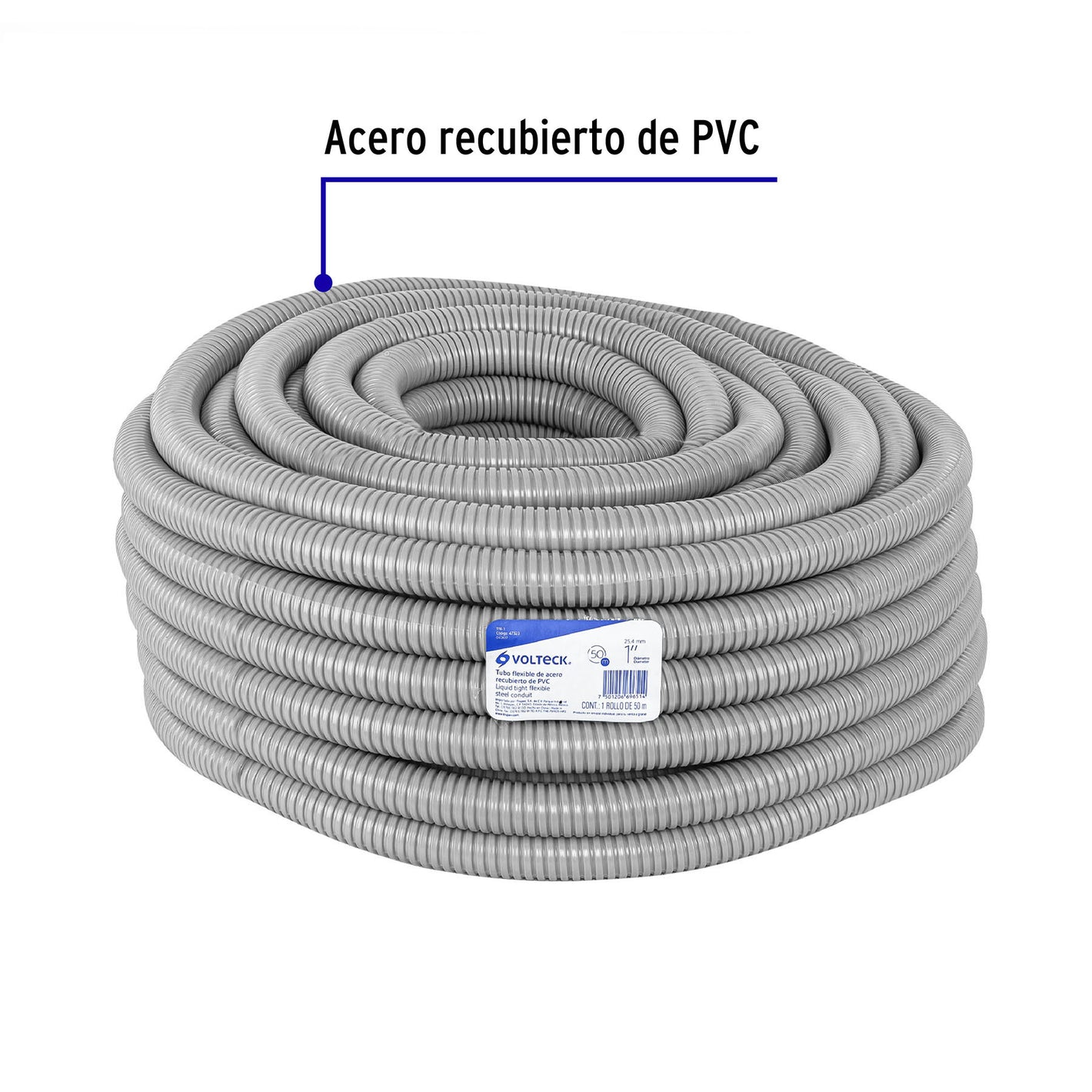 Rollo de 50 m de tubo flexible liquid tight de 1', Volteck 50 m, 1'