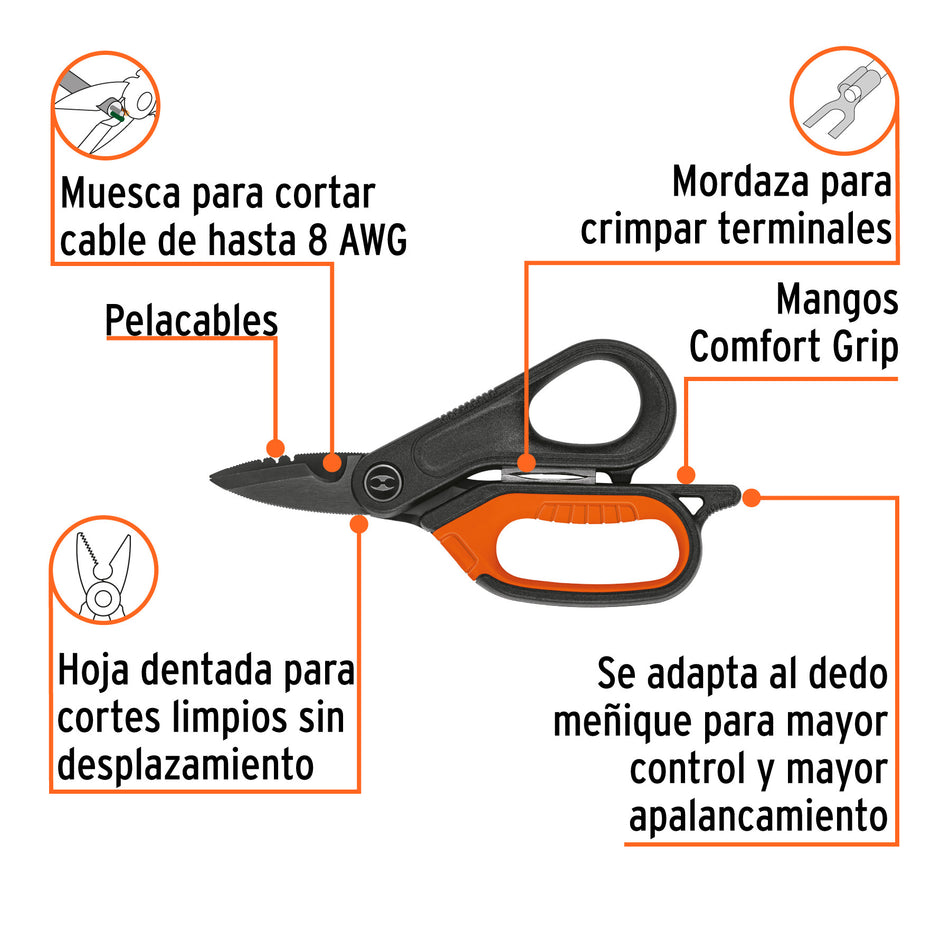Tijera 6' electricista, óxido negro,acero inoxidable, EXPERT