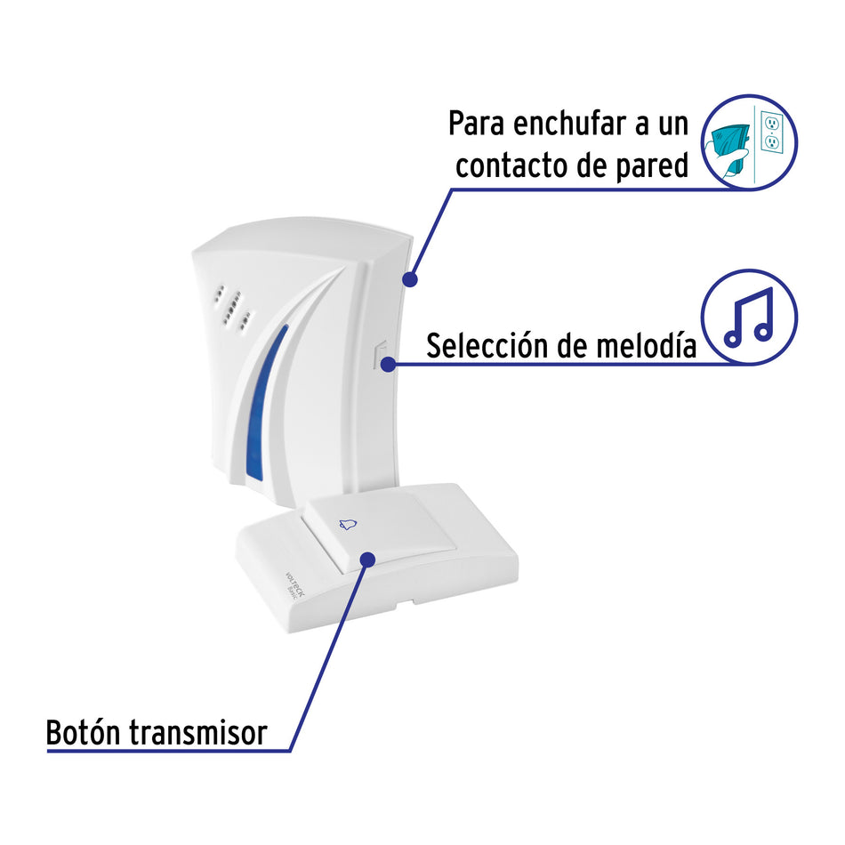 Timbre inalámbrico con clavija, 36 tonos, VOLTECK BASIC