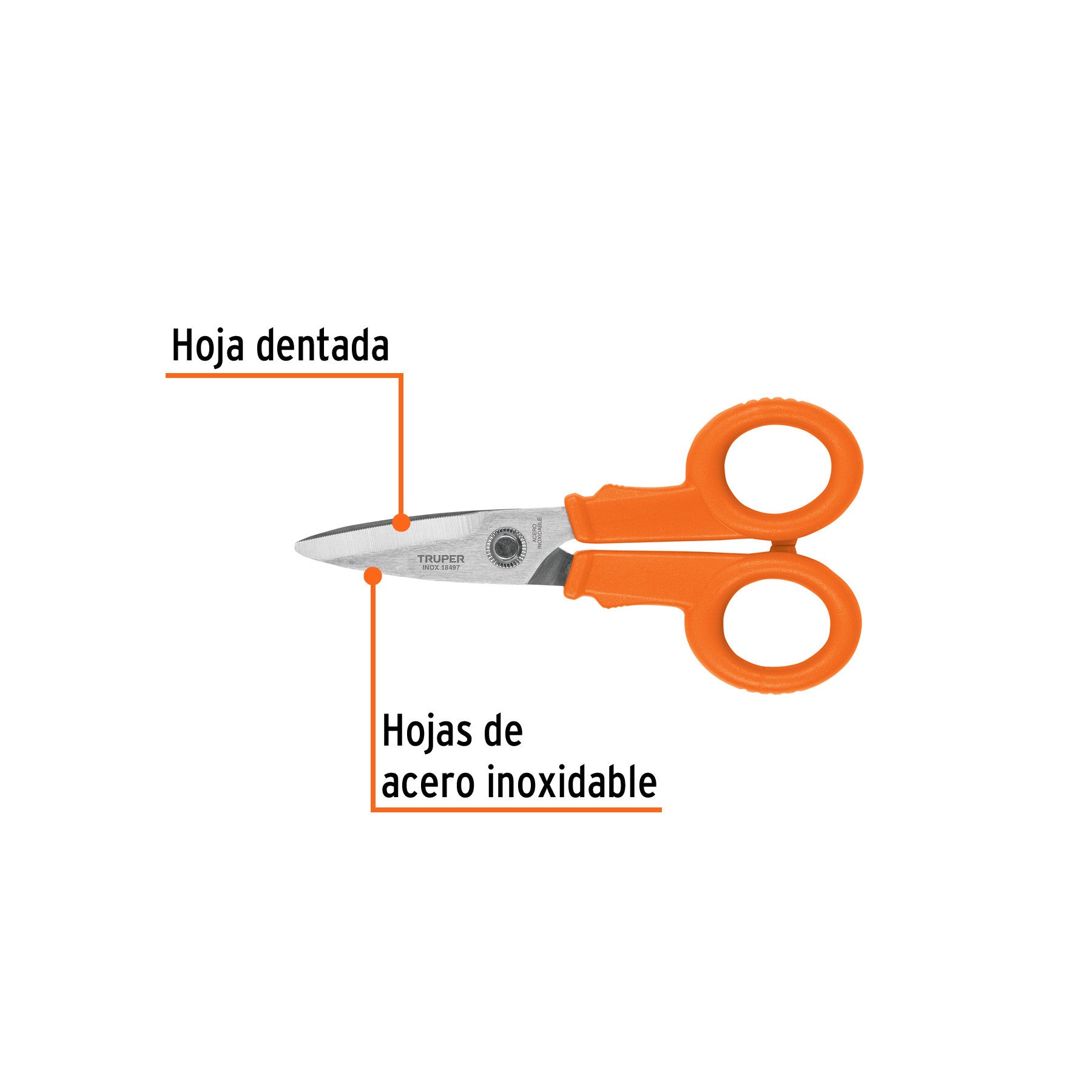 Tijera 5-1/2' para electricista, acero inoxidable, TRUPER