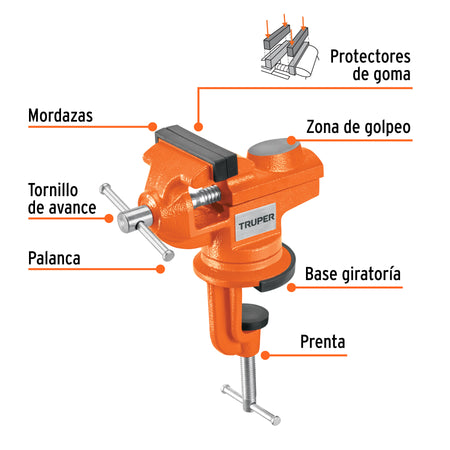 Tornillo de banco 2.5' para joyero, Truper