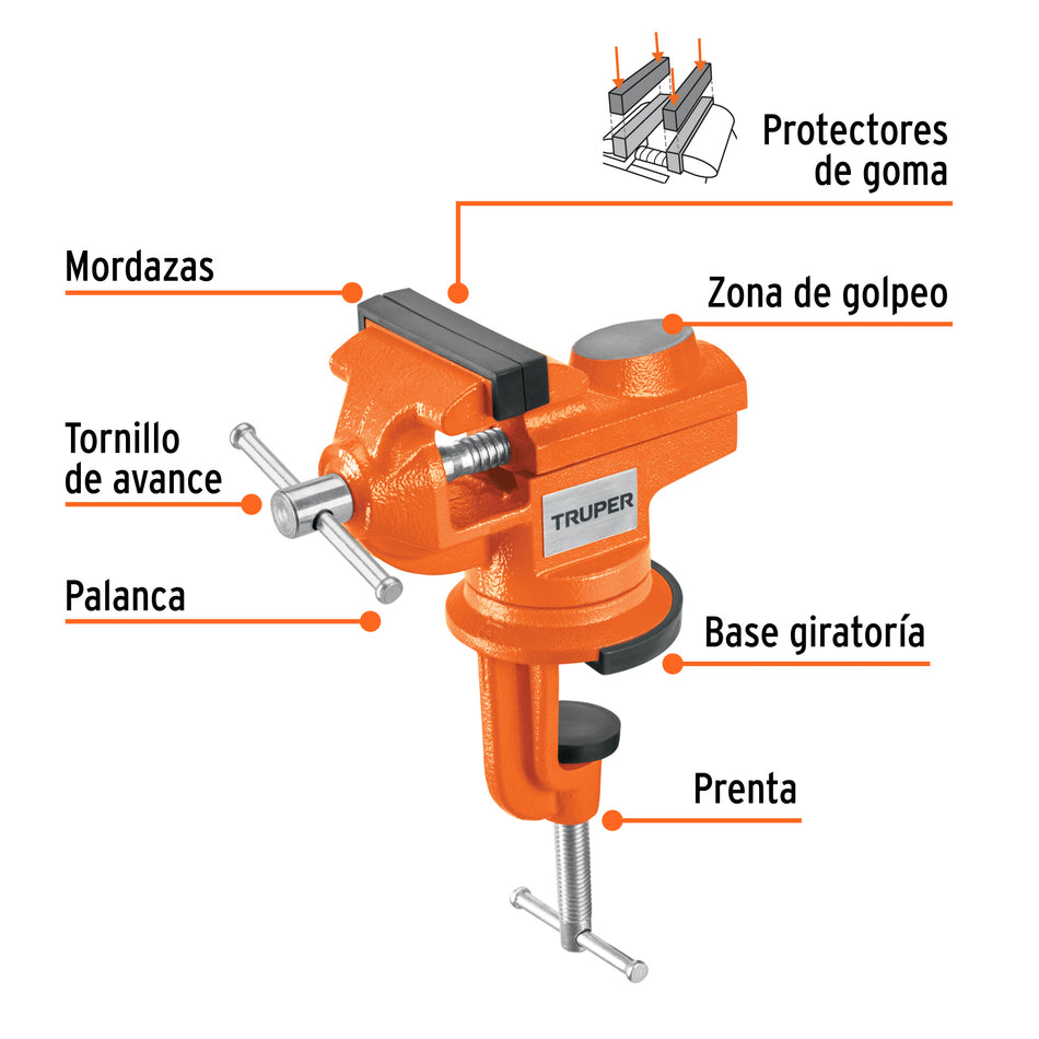 Tornillo de banco 2.5' para joyero, Truper
