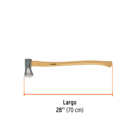 Hacha para rajar madera 2-1/4 lb, mango hickory 28', Truper