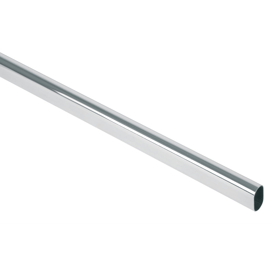 Tubo ovalado para closet 3.0 m acero cromado HERMEX