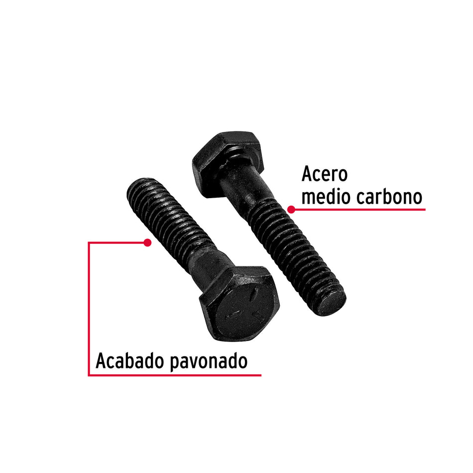 Bolsa con 100 tornillos 1/4' x 1-1/4' acero grado 5, FIERO
