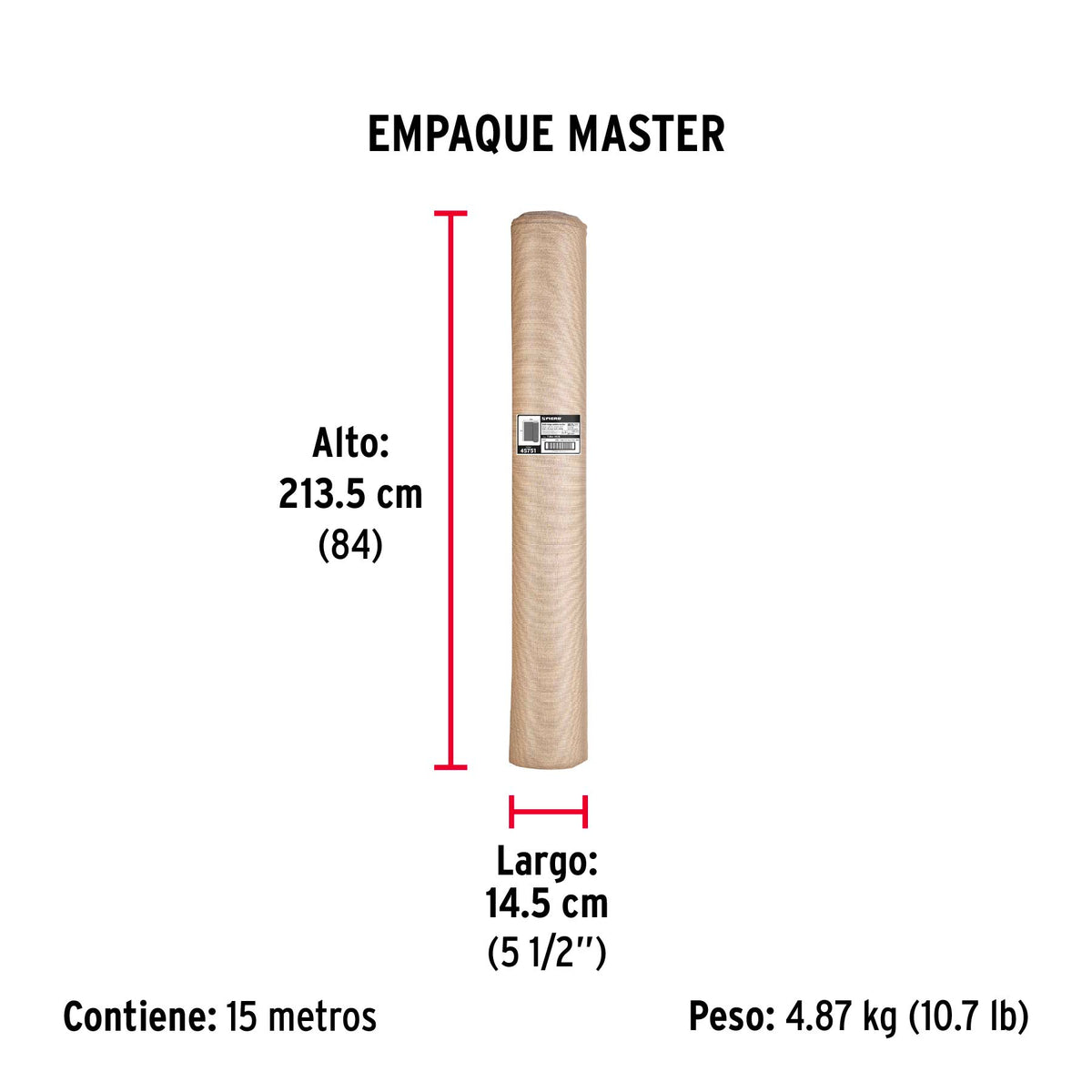 Rollo de malla sombra 80%, raschel beige, 15m x 2m, FIERO