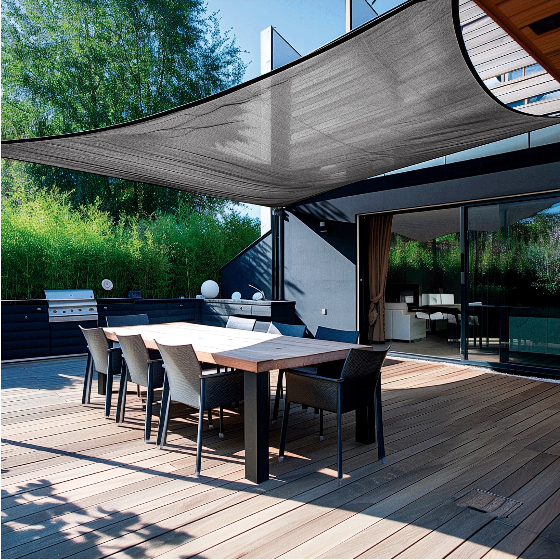 Rollo de malla sombra 90%, raschel negro, 15m x 2m, FIERO
