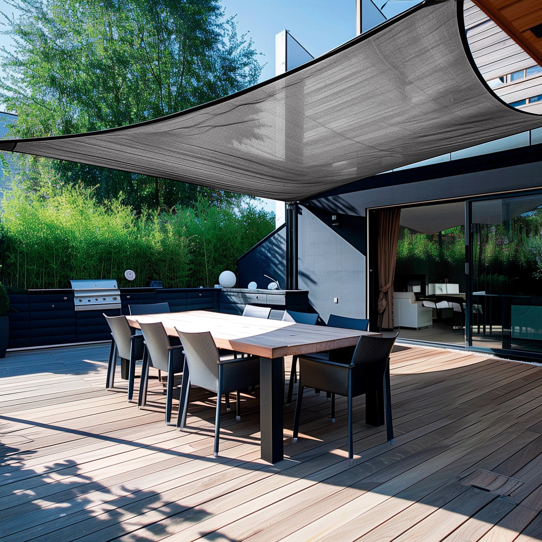 Toldo sombra 90%, raschel negro, 3m x 3m, FIERO