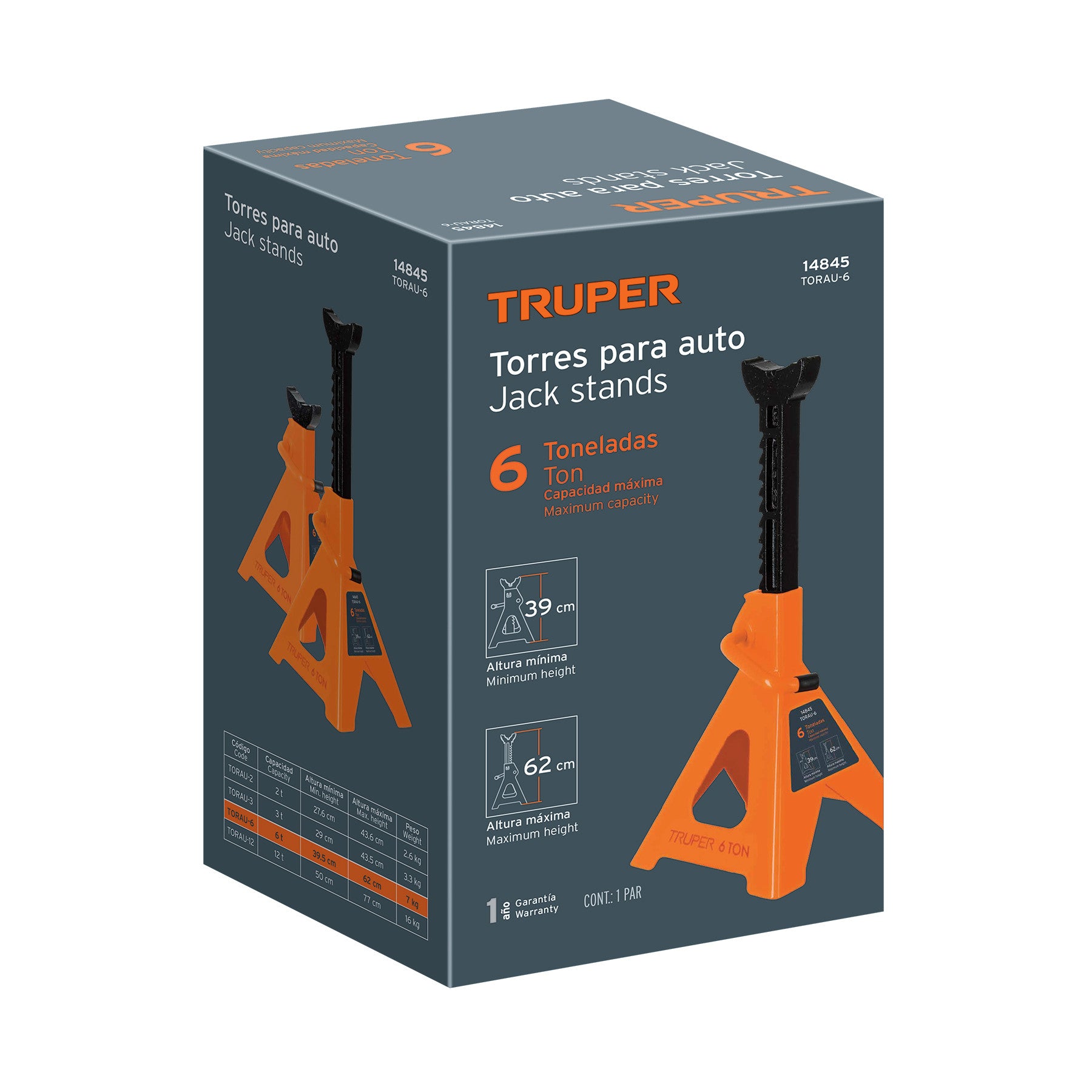 Caja con 2 torres de 6 ton para auto Truper