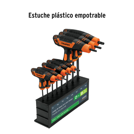 Juego de 8 llaves torx extralargas con mango T, TRUPER