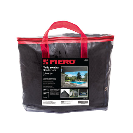 Toldo sombra 80%, monofilamento negro, 4m x 3.6m, FIERO