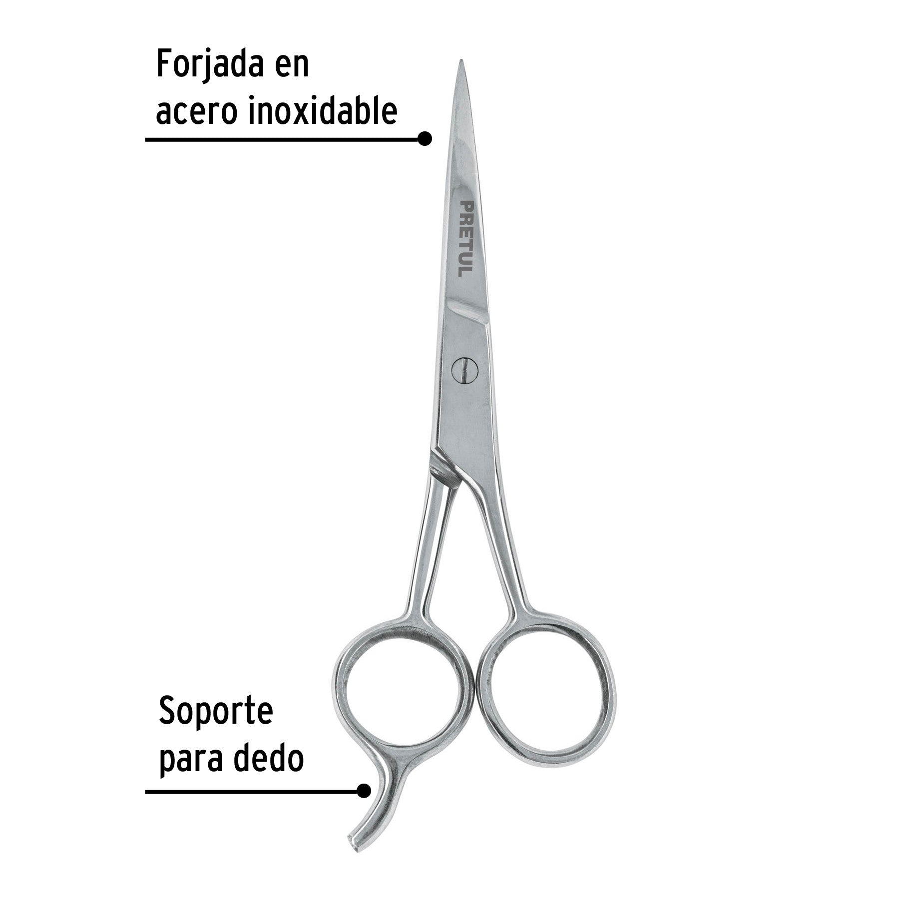 Tijera 5-1/2' estilista, con gancho, acero inoxidable,PRETUL