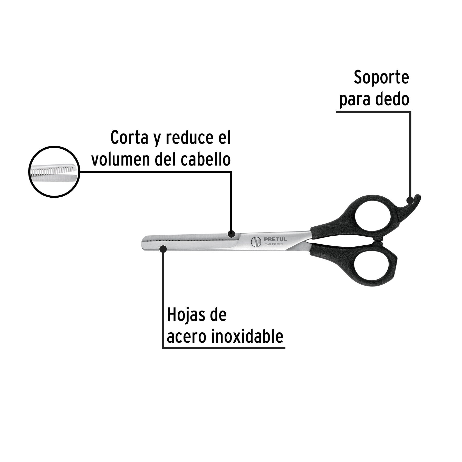 Tijera 6-1/2' estilista,degrafilado,acero inoxidable, PRETUL