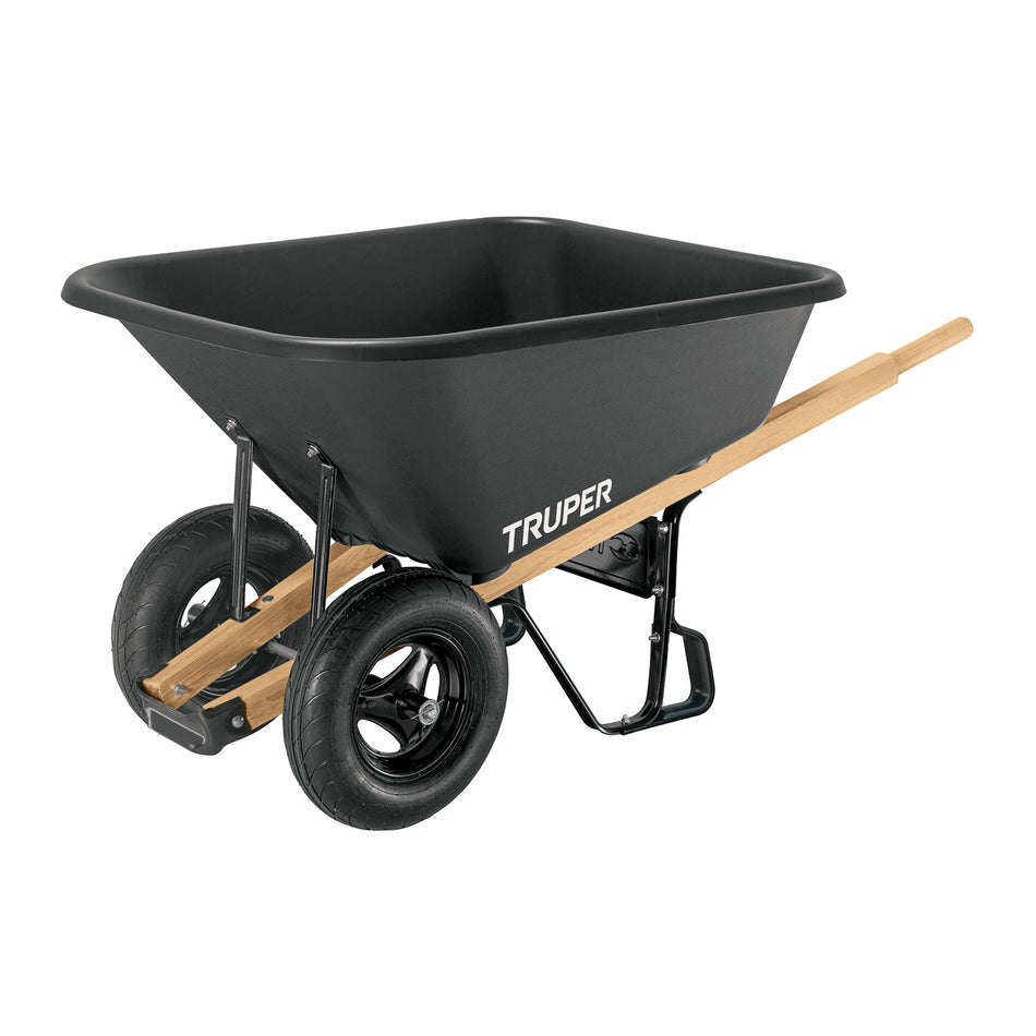 Carretilla c/plástica 8 ft3 Doble llanta neumática b/madera