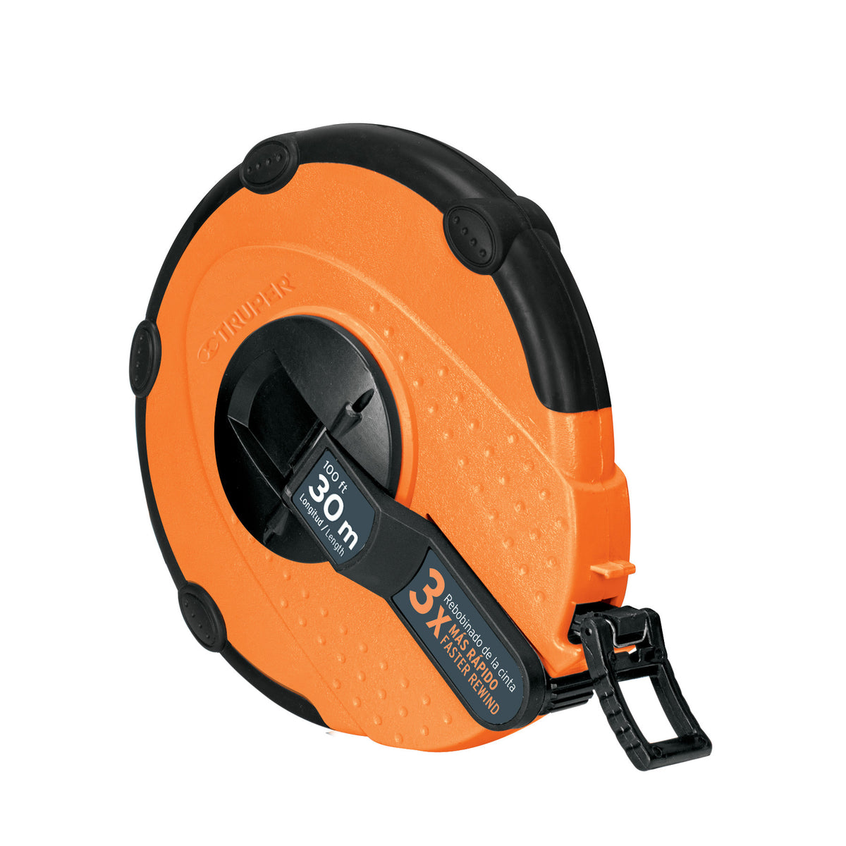 Cinta métrica larga 30m fibra de vidrio, carcasa plástica