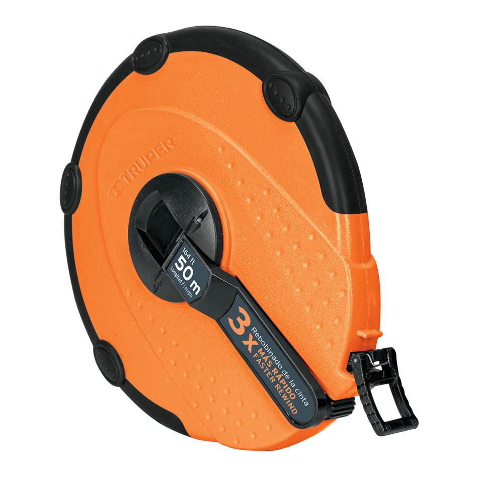 Cinta metrica larga 50m fibra de vidrio carcasa plastica