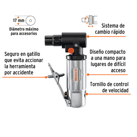 Rectificador neumatico 1/4" angular Truper