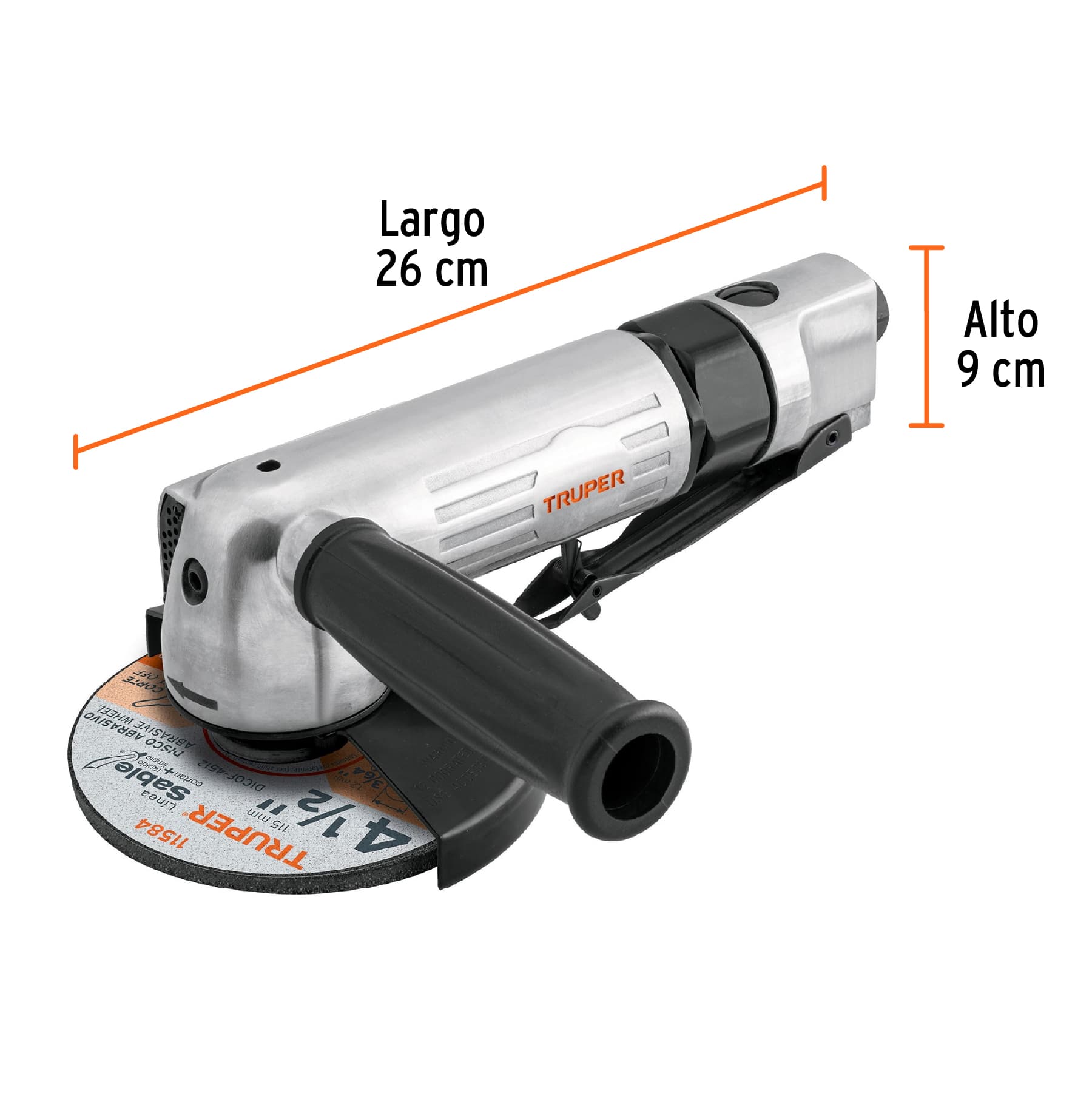 Esmeriladora angular neumatica 4-1/2" Truper