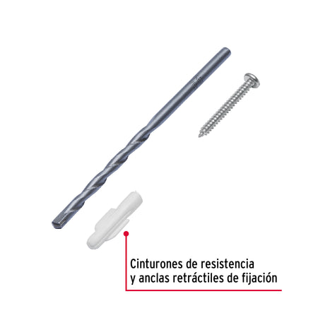 Kit de 20 taquetes 3/16' con pijas #6 y 1 broca 3/16', FIERO