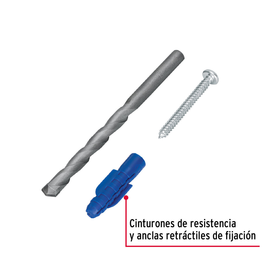 Kit de 20 taquetes 3/8' con pijas #12 y 1 broca 3/8', FIERO