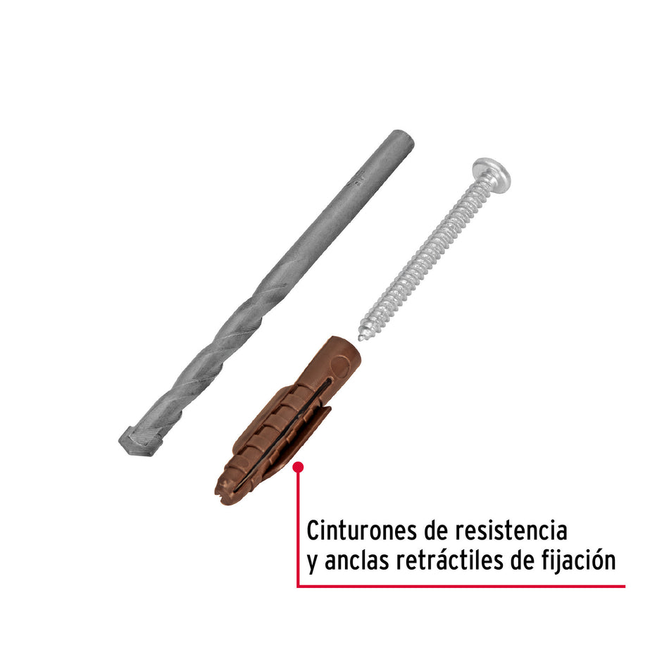 Kit de 20 taquetes 5/16'con pijas #10 y 1 broca 5/16', FIERO