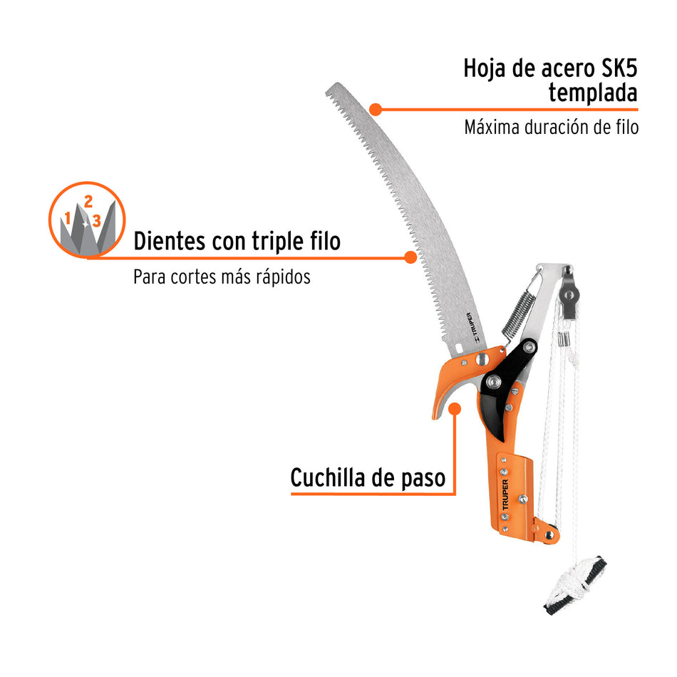 Cortador de ramas altas sin mango, hoja de acero SK5 de 14'