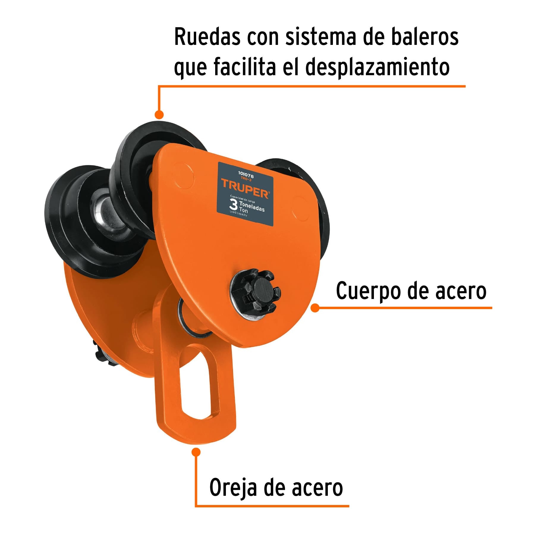 Trole de carga 3 ton para vigas IPS e IPR ajustable Truper