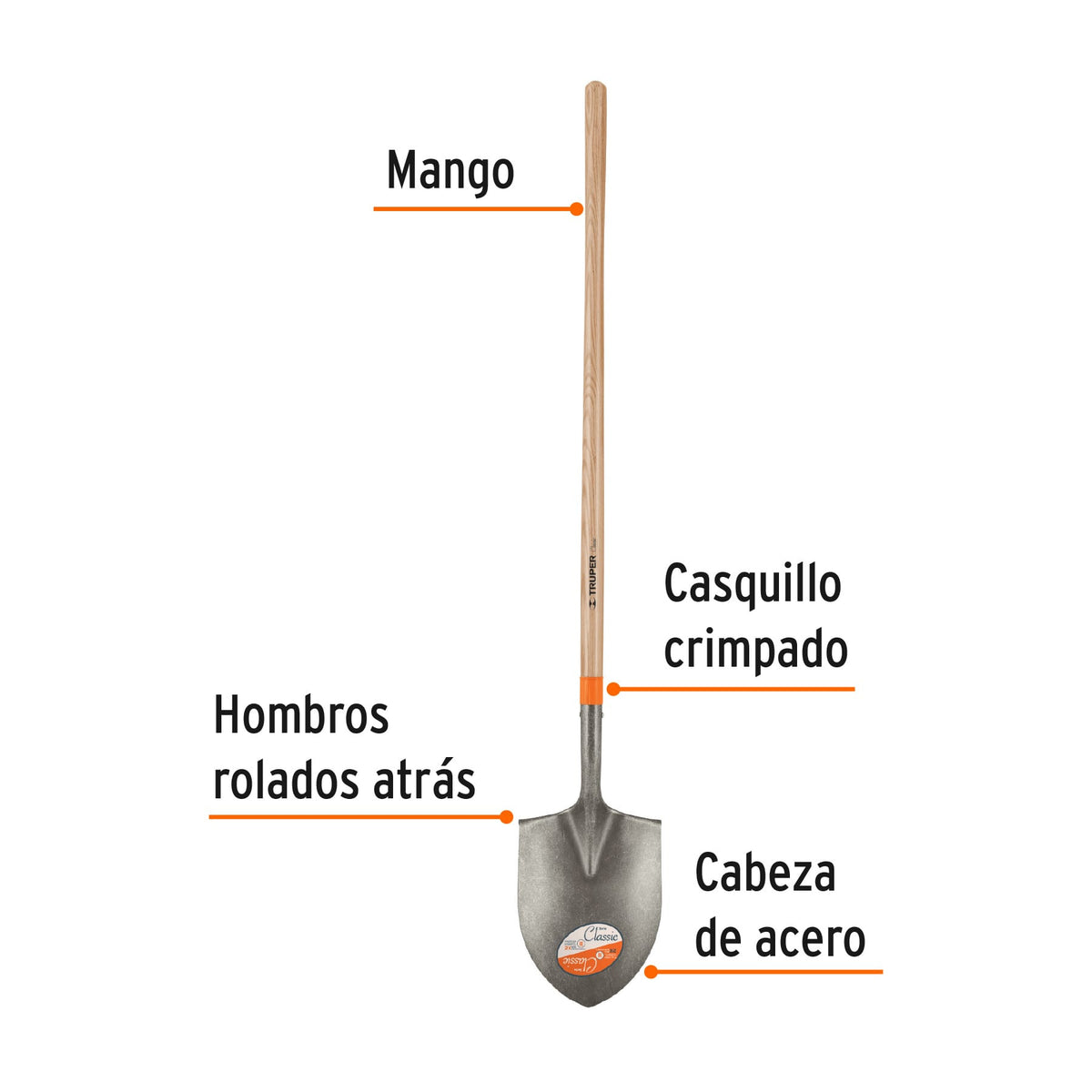 Pala irrigación Classic, mango largo 49', Truper