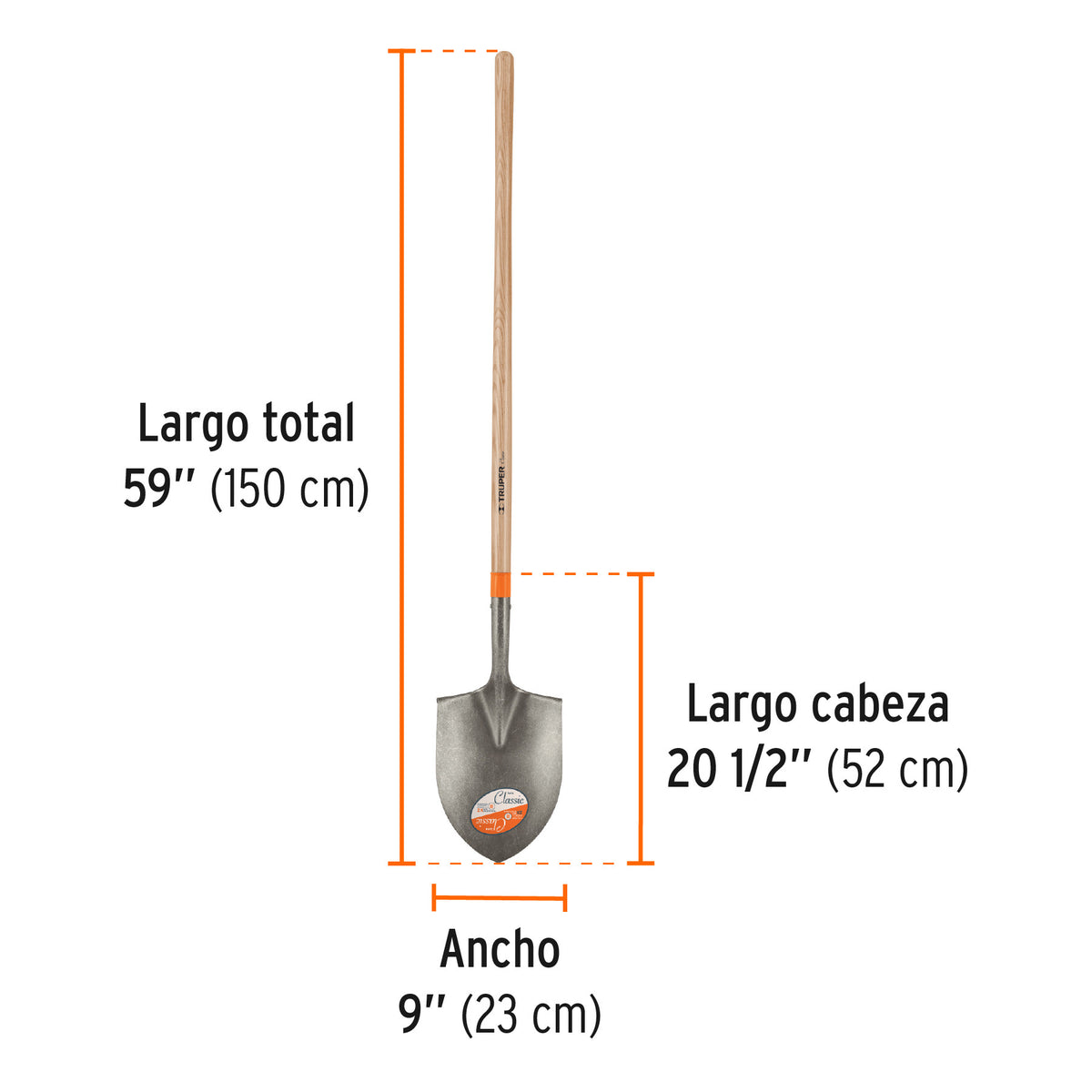 Pala irrigación Classic, mango largo 49', Truper