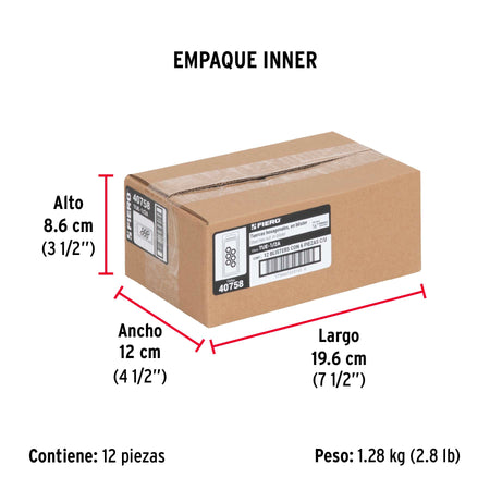 Bolsa con 6 tuercas 1' hexagonales de acero galvanizado